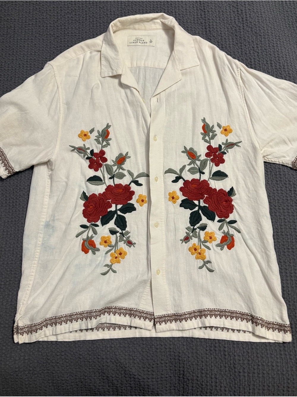 Abercrombie and Fitch Large Linen Floral Shirt